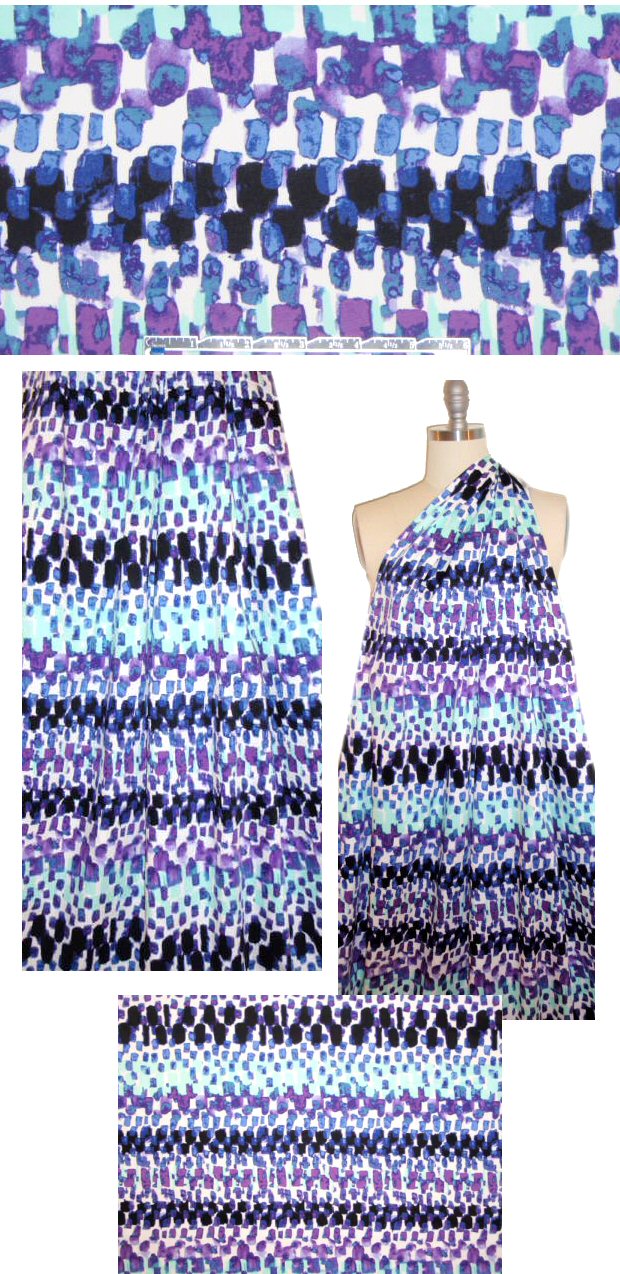 NY designer 'sponge print' graphic cotton/lycra sateen
