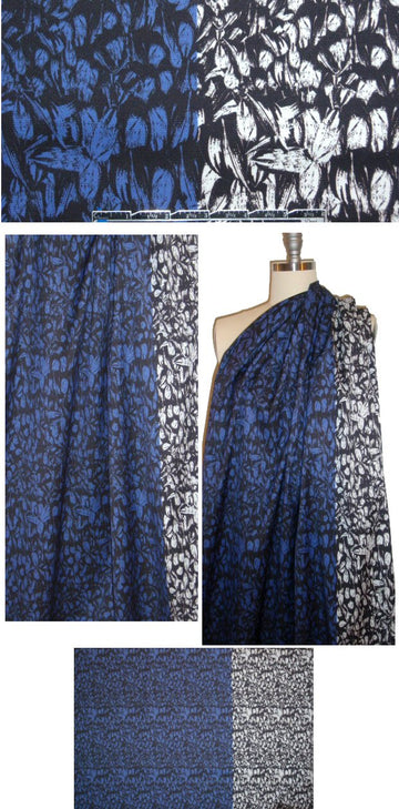 NY designer indigo/white bordered cotton pique' 1.66 yd
