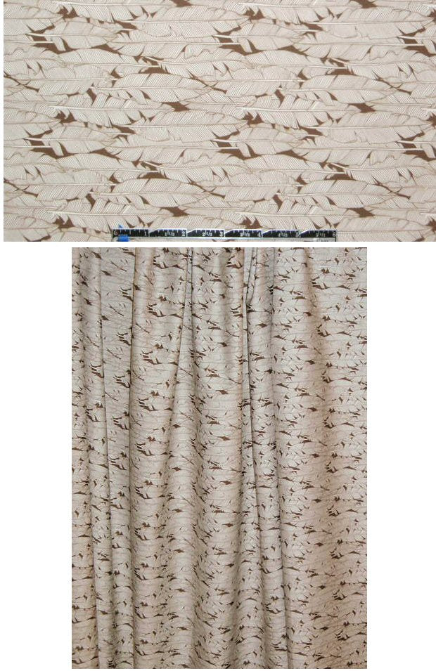 Italian unber/natural leaf pattern cotton woven 1.5 yards