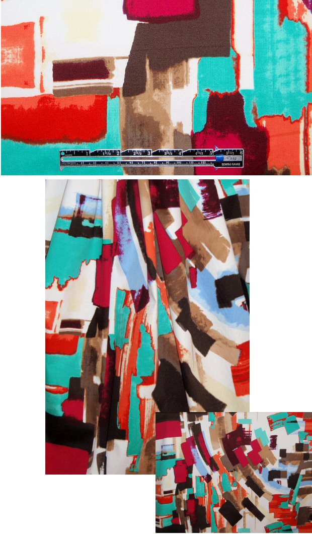 NY designer bold brushstrokes cotton/lycra woven 1.625 yd