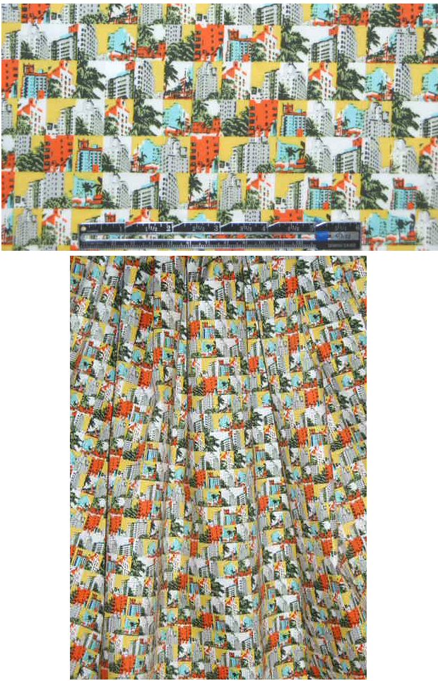 NY designer 'sunny city' printed stretch cotton