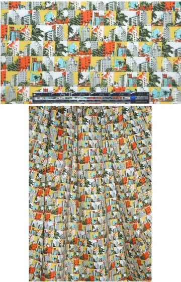NY designer 'sunny city' printed stretch cotton