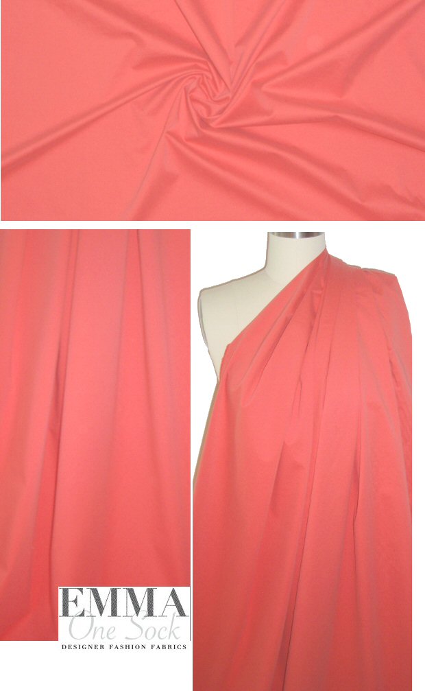 NY designer stretch cotton sateen - coral 1.5 yds