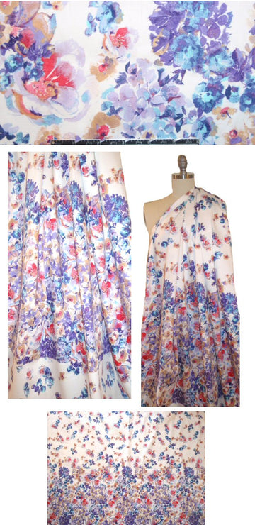NY designer flowery cascade panel cotton/lycra twill