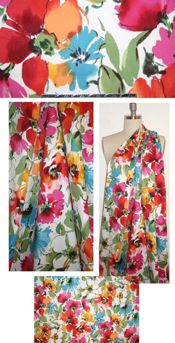 NY designer summer flowers cotton lycra woven