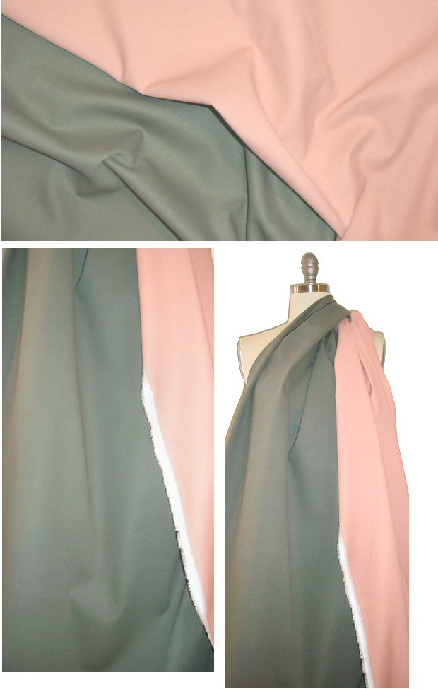 Italian reversible cotton stretch twill - army/peach 1.75 yd