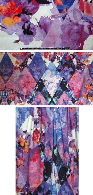 NY designer engineered floral design stretch cotton 1 yard