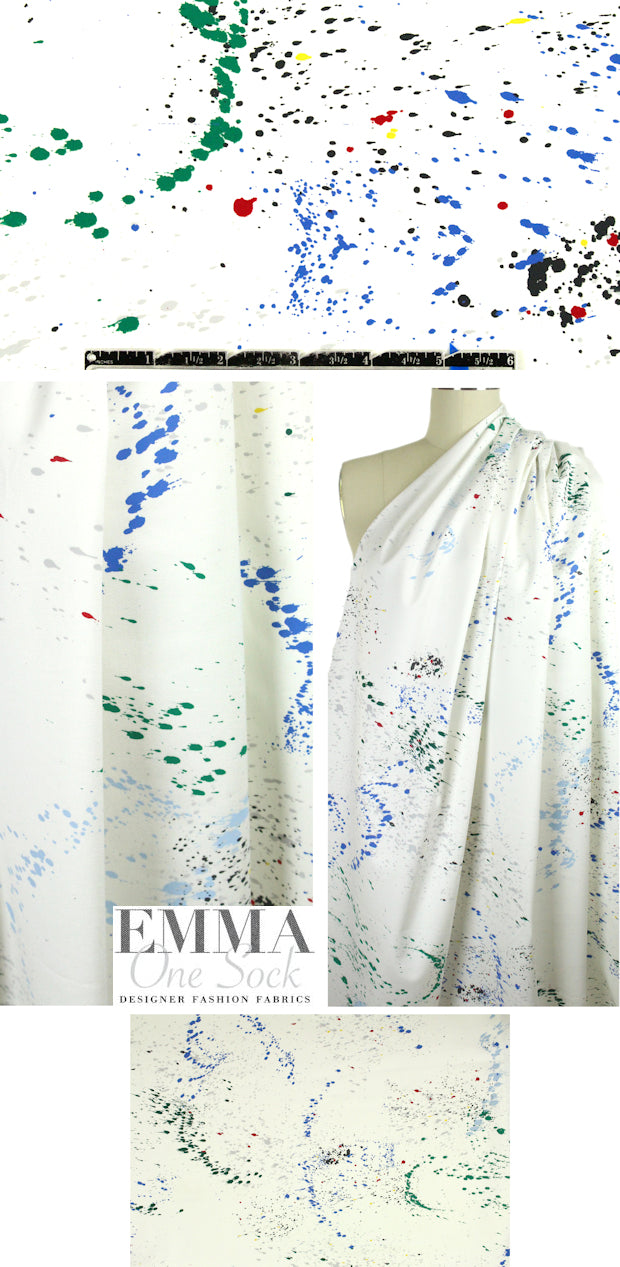 NY designer paint splatter cotton/lycra twill