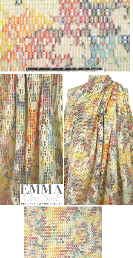 Italian printed double cotton mesh -  multicolor