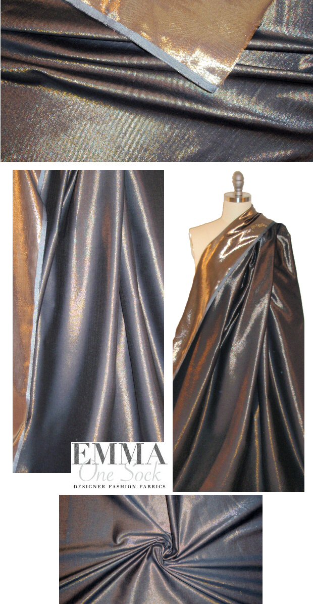 Italian jacquard twill - gold metallic/midnight 1.625 yd