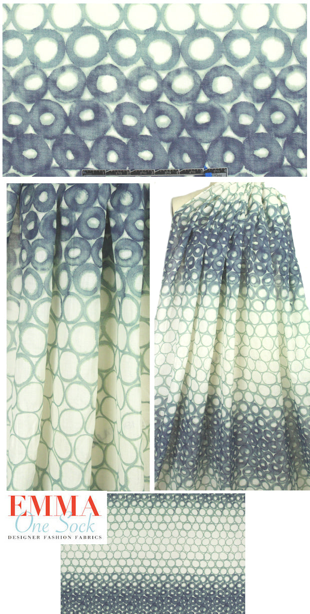 French cotton/metal denimy blue loopy ombre woven