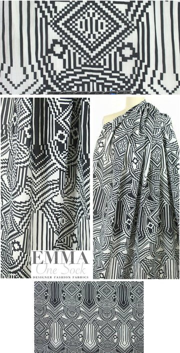 Italian pixel graphic cotton/metal voile 1.375 yd