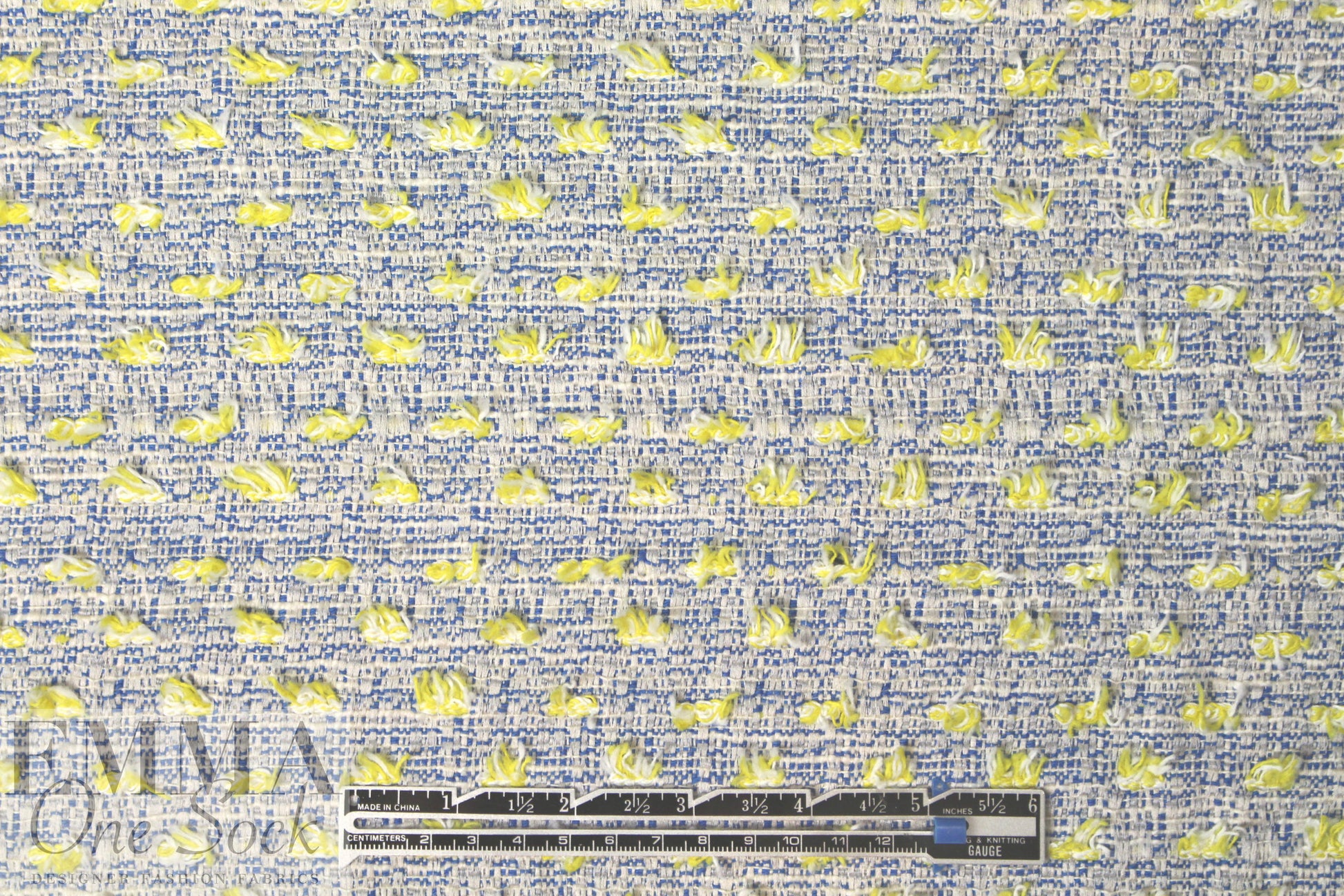 Italian novelty tweed cotton blend suiting - blue/yellow