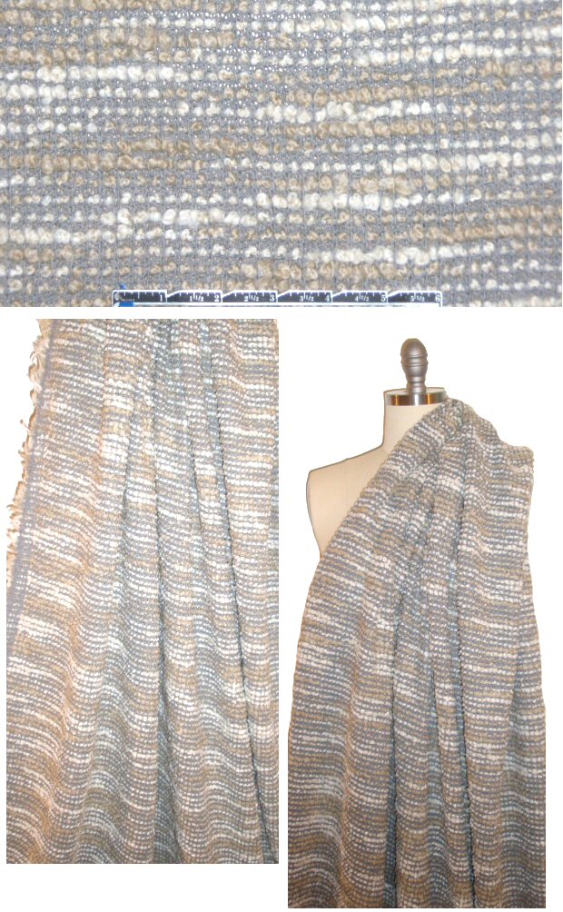 NY designer nubby gray/khaki cotton blend sweater knit