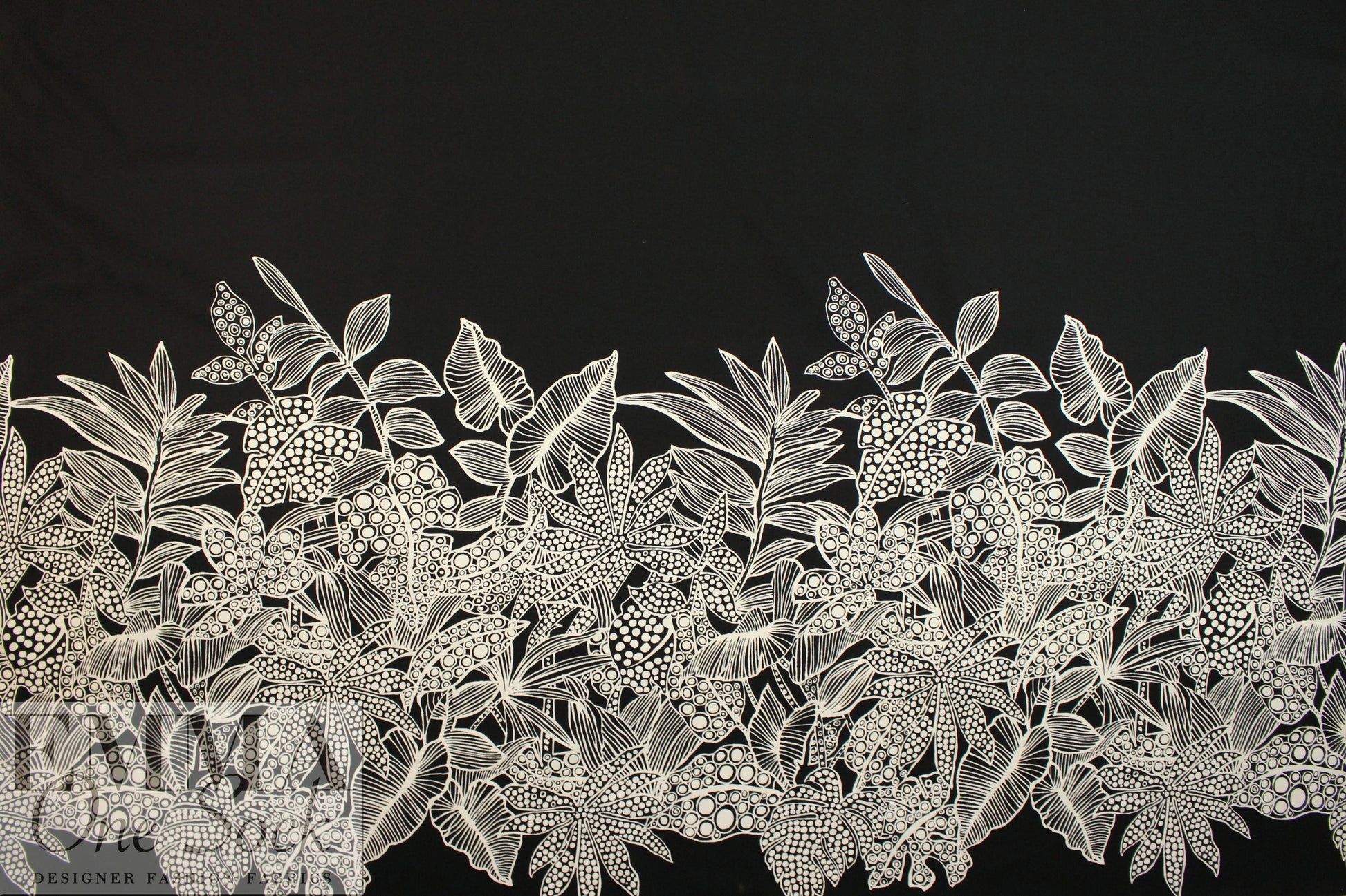 Italian stylized garden border stretch cotton panel 1 yard