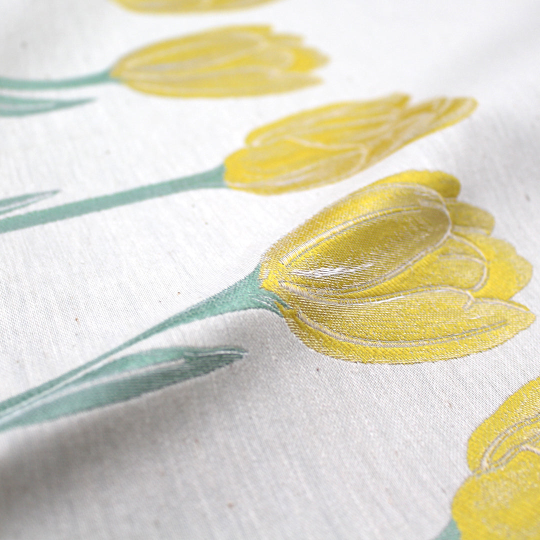 designer deadstock 'tulip row' cotton blend jacquard panel 1.25 yds