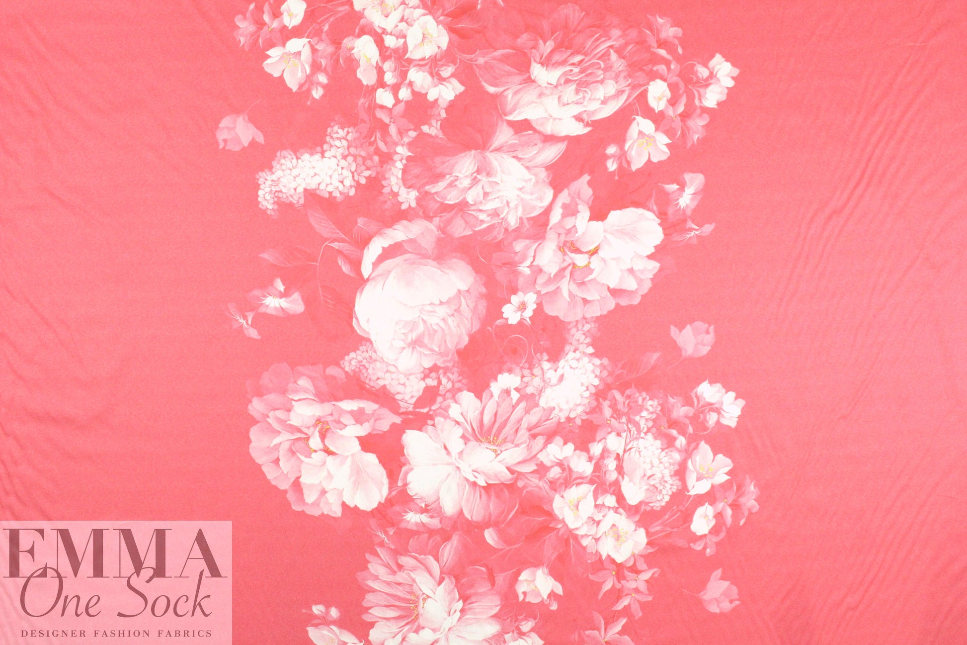 Italian 'coral floral' panel cotton woven 1.25 yds