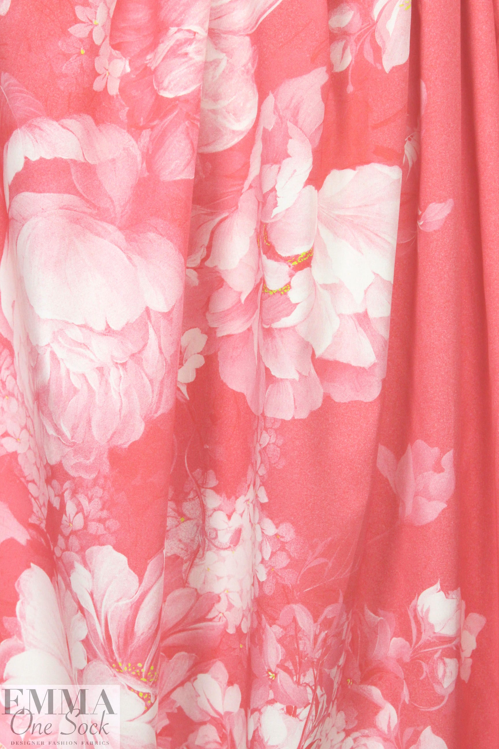 Italian 'coral floral' panel cotton woven