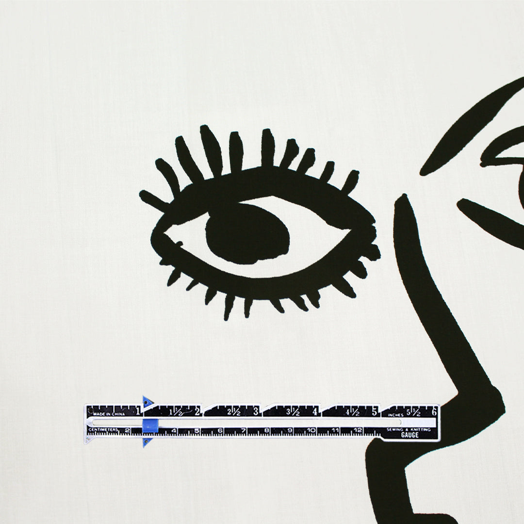 Italian 'making faces' cotton shirting panel .75 yds - 1 Panel