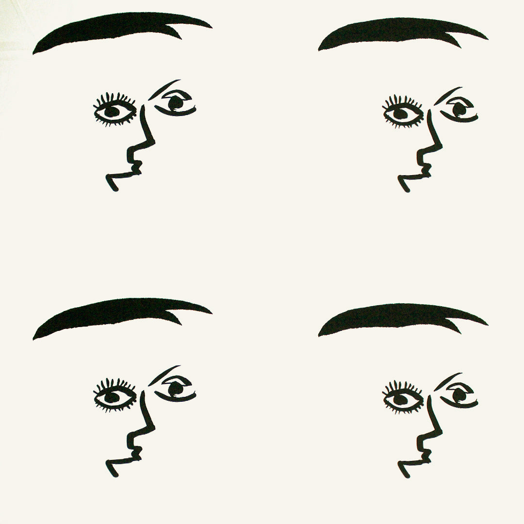 Italian 'making faces' cotton shirting panel .75 yds - 1 Panel