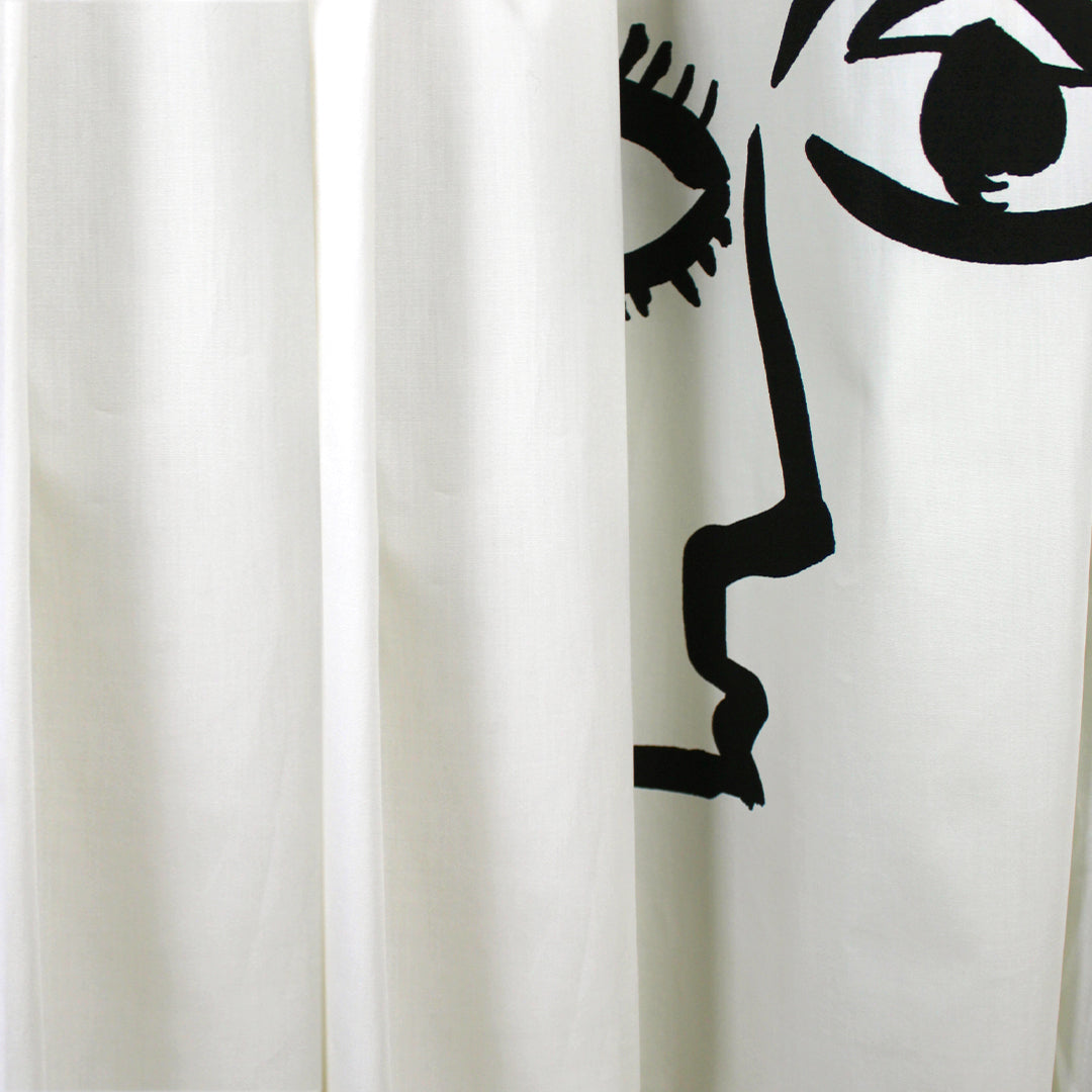 Italian 'making faces' cotton shirting panel .75 yds - 1 Panel