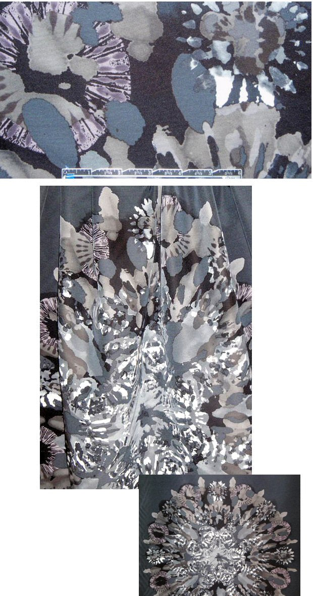 NY designer oblong burst on black panel cotton