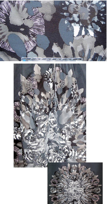 NY designer oblong burst on black panel cotton