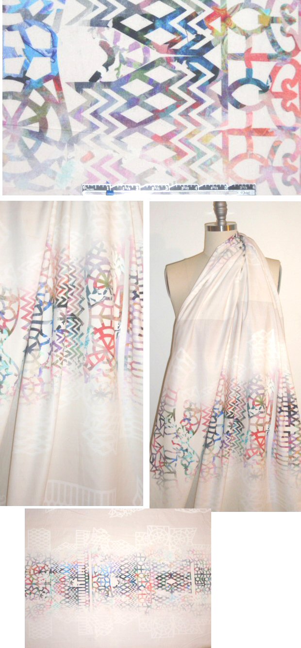 NY designer colorful cut-out ombre partial panel- .875 yds