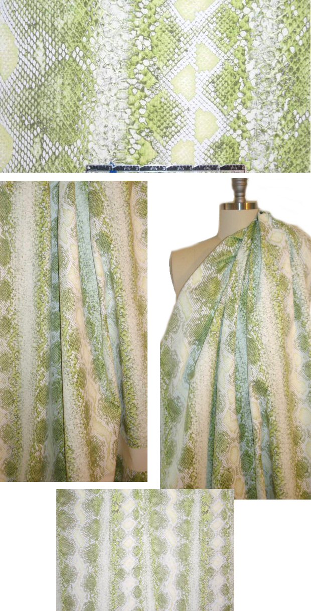 Italian lemon-lime/graphite/white reptile panel cotton 1.7 yd
