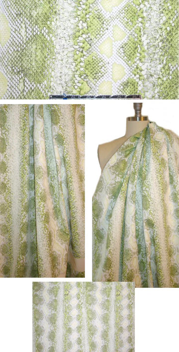 Italian lemon-lime/graphite/white reptile panel cotton 1.7 yd