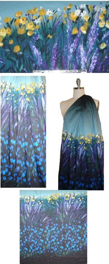 NY designer wildflower panel cotton/lycra sateen