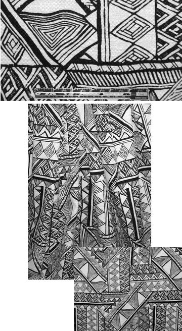 Italian black/white woodcut graphic basketweave