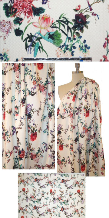 French floral garland cotton stretch pique' 1.2 yds