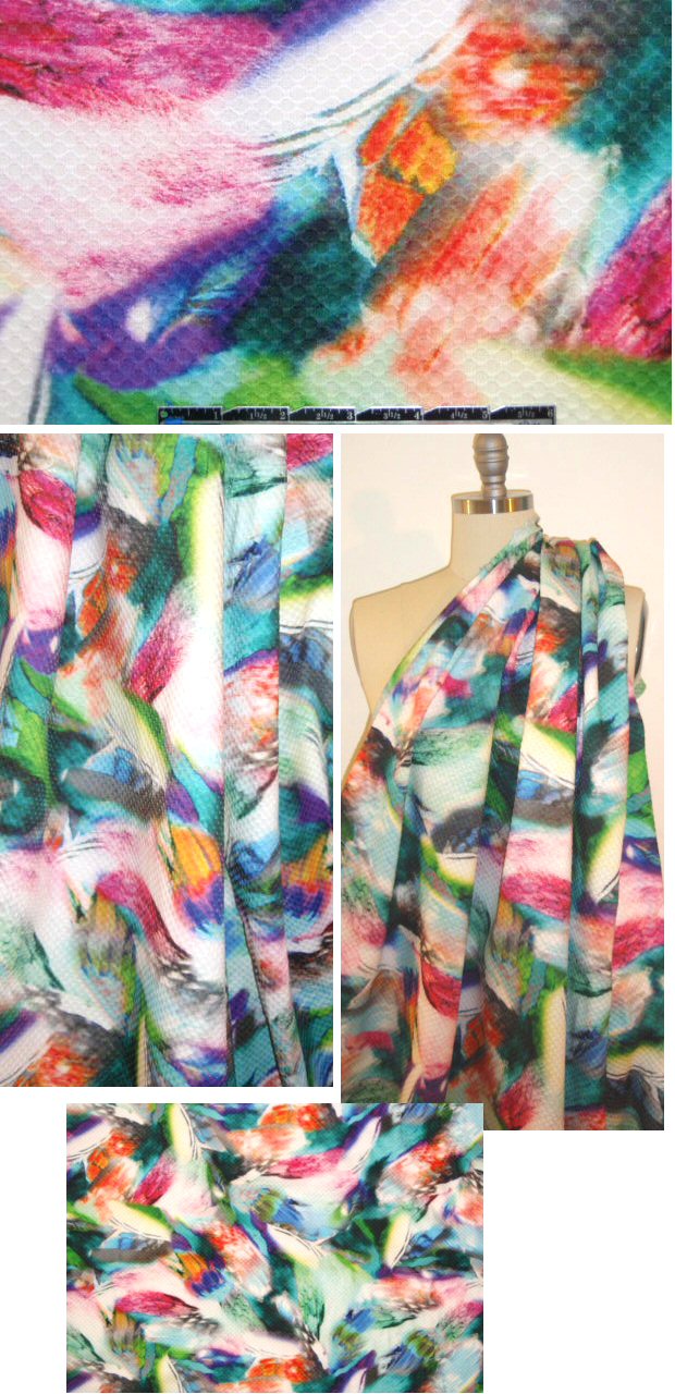 'Chagall'  multicolor overprinted cotton pique'