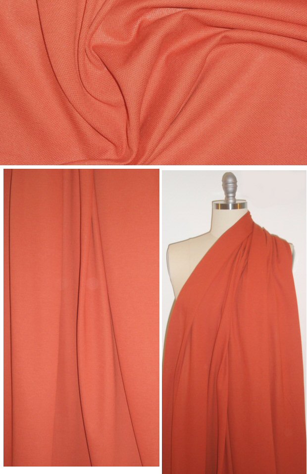 Italian pique stitch all cotton knit - spicy orange .75 yds