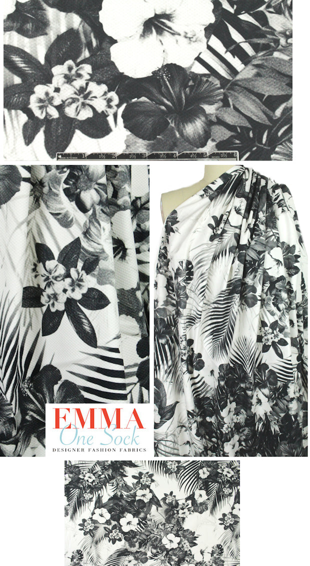 NY designer 'newsprint tropical' cotton stretch pique'