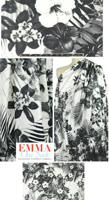 NY designer 'newsprint tropical' cotton stretch pique'