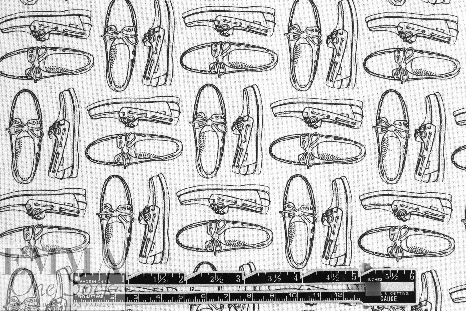 NY designer black/white boat shoe cotton woven 1.125 yds