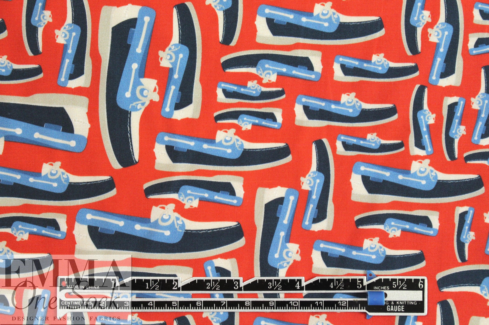 NY designer red/blue boat shoe cotton lawn