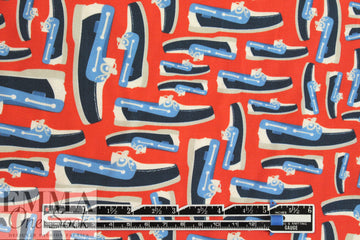 NY designer red/blue boat shoe cotton lawn 1.75 yds