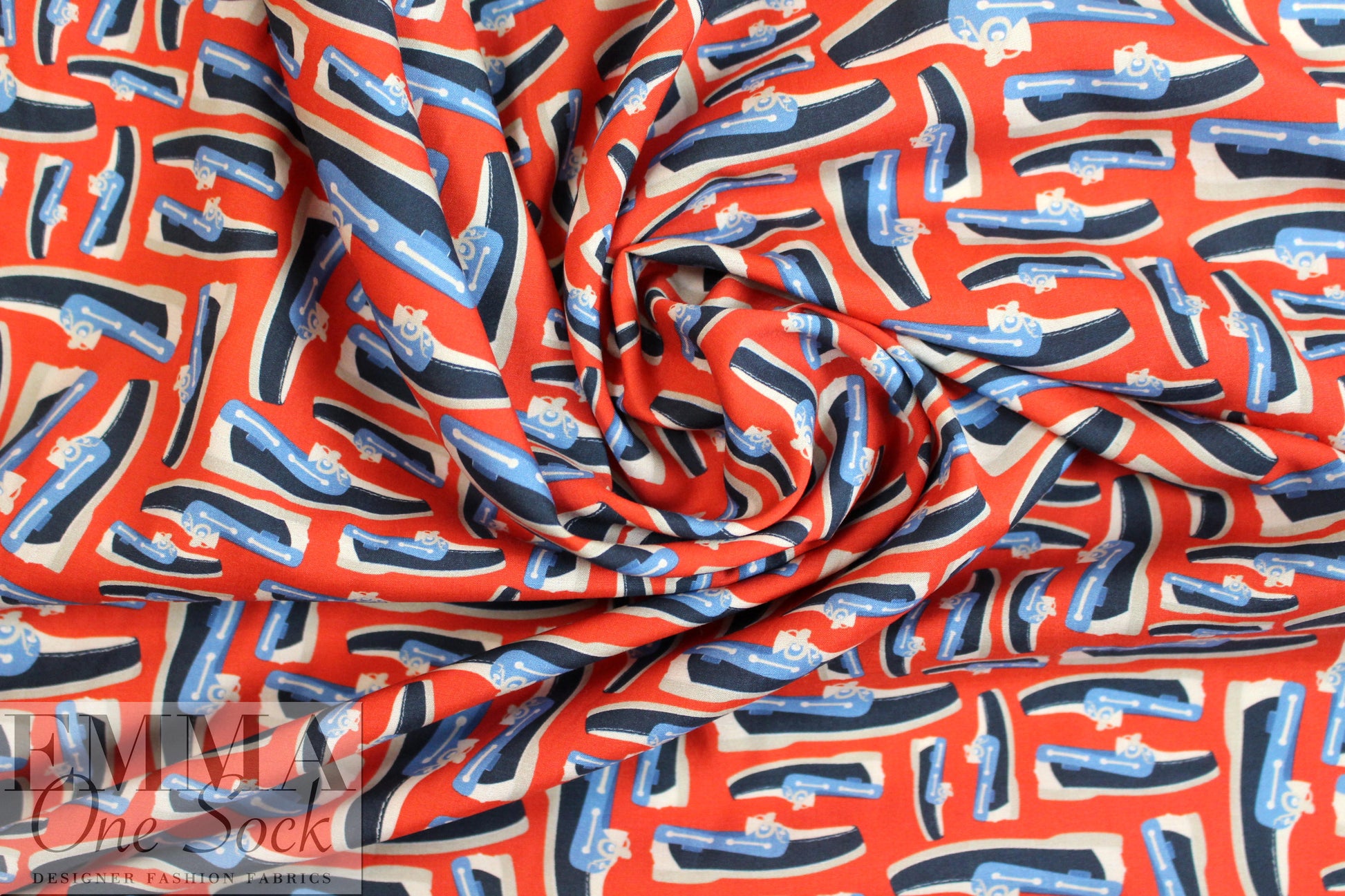 NY designer red/blue boat shoe cotton lawn