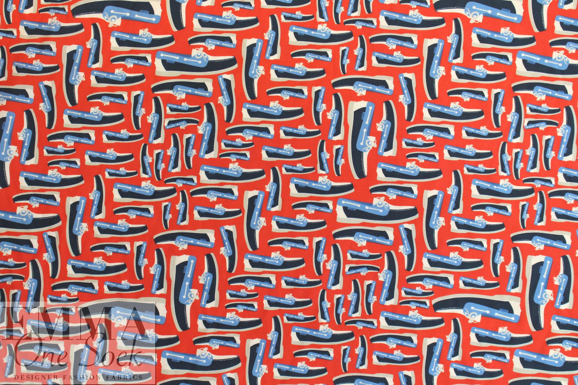 NY designer red/blue boat shoe cotton lawn 1.75 yds