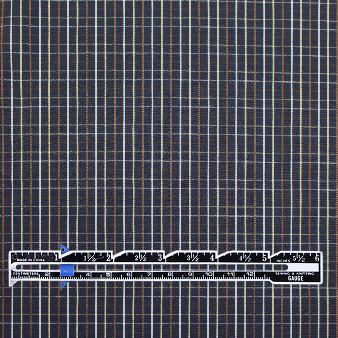 yarn dyed mini-plaid cotton shirting - navy/russet 1.75 yd