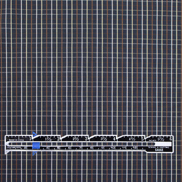 yarn dyed mini-plaid cotton shirting - navy/russet 1.75 yd