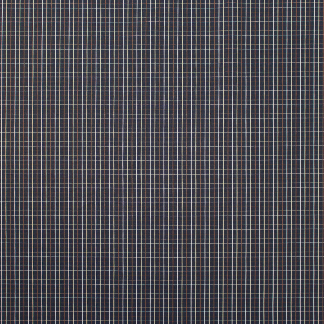 yarn dyed mini-plaid cotton shirting - navy/russet