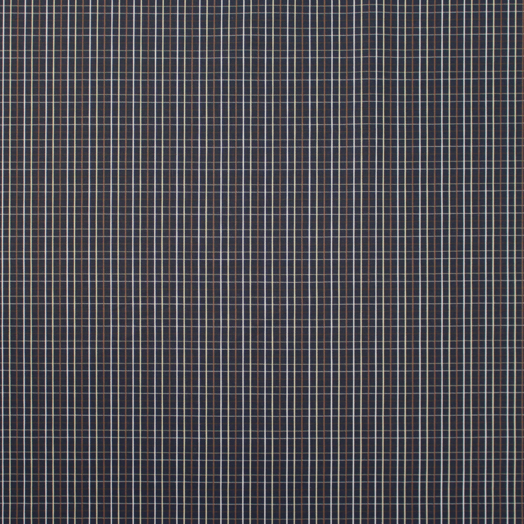 yarn dyed mini-plaid cotton shirting - navy/russet 1.75 yd