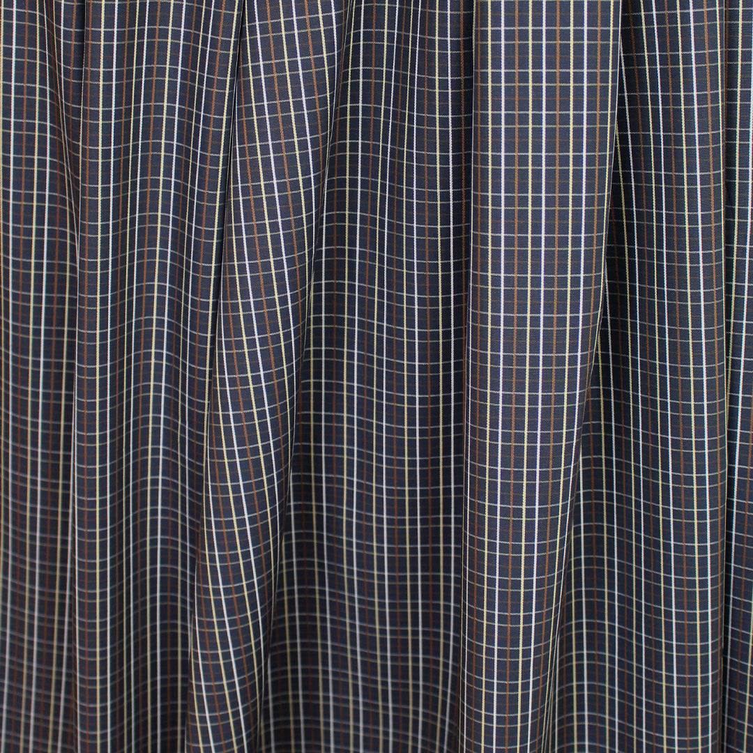 yarn dyed mini-plaid cotton shirting - navy/russet