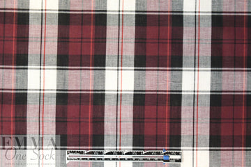 CA designer semi-sheer plaid cotton woven - burgundy