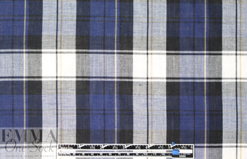 CA designer semi-sheer plaid cotton woven - navy