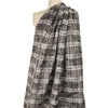 CA designer semi-sheer overprinted plaid woven - peat/cloud 1.625 yd